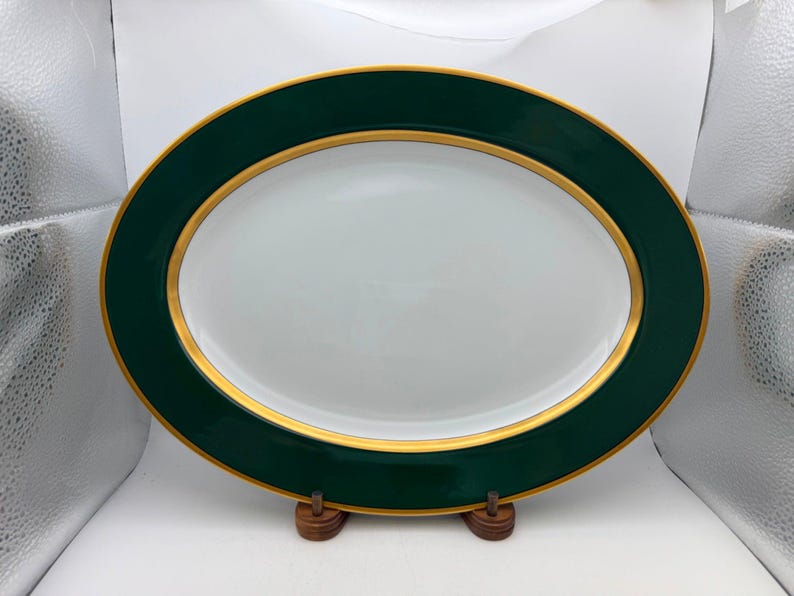 Fitz & Floyd Renaissance Green Oval Serving Platter