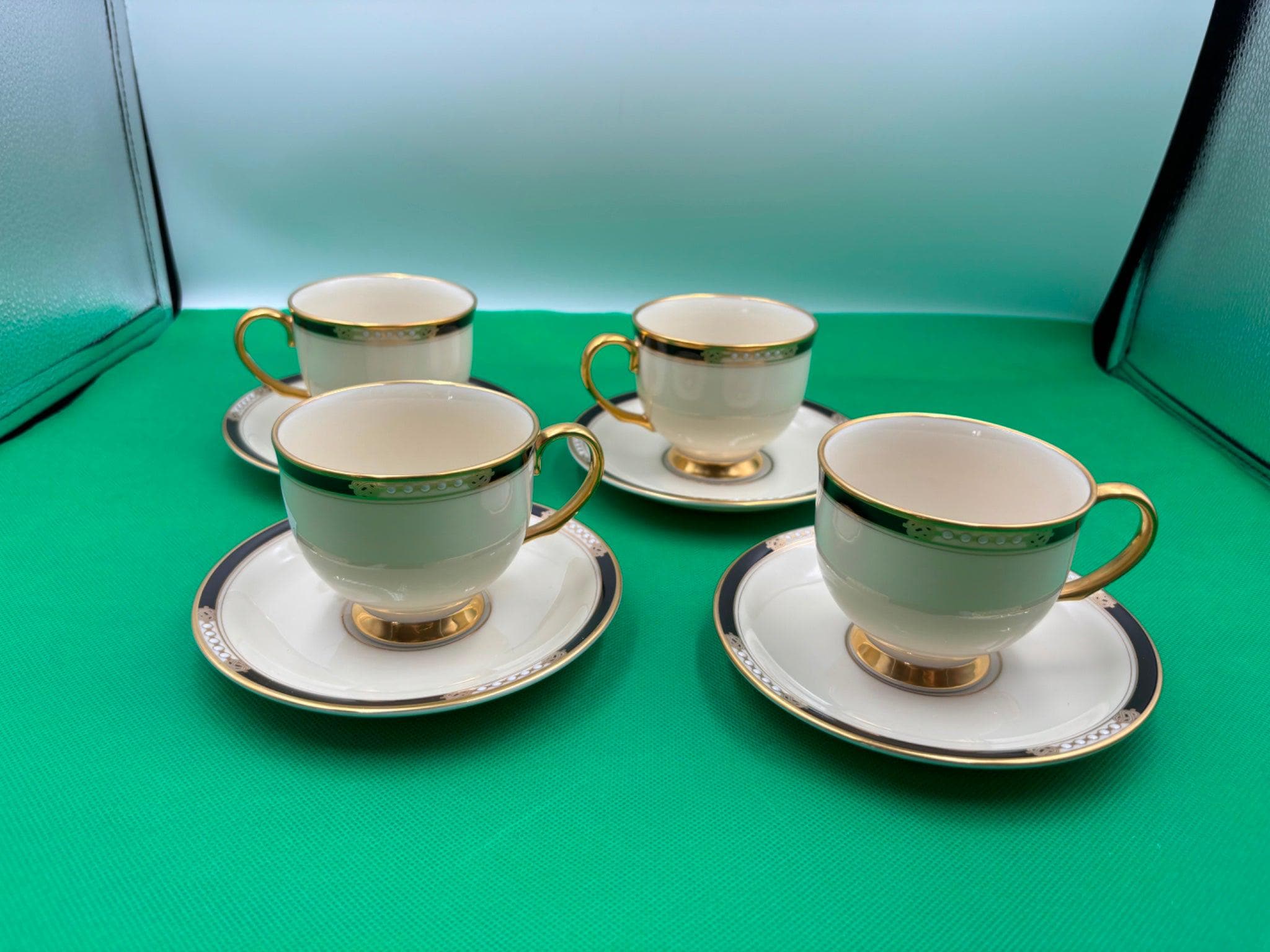 Set of 4 Lenox China Presidential Collection HANCOCK Cups & Saucers