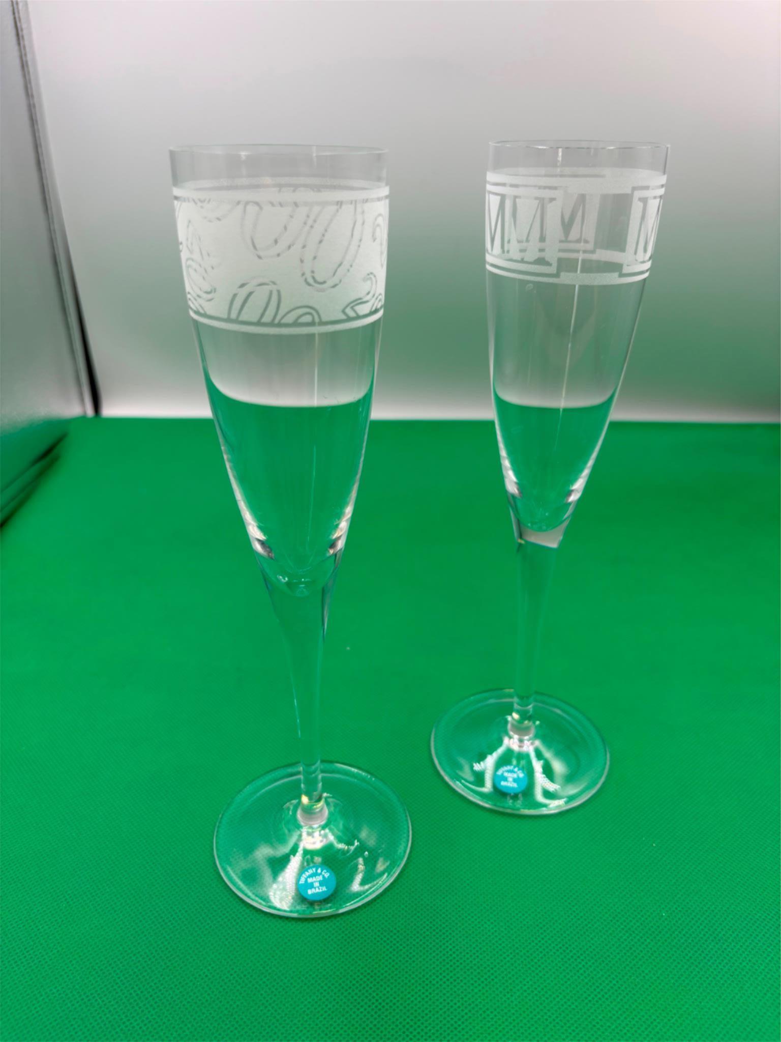 Tiffany & Co. Crystal MILLENNIUM Fluted Champagne Glasses Set of 2 - Etsy