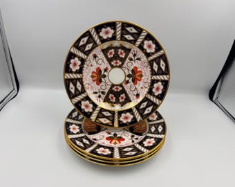Set of 4 Royal Crown Derby English Bone China TRADITIONAL IMARI Salad Plates