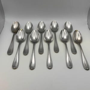 Set of 10 Lenox 18/10 Stainless Steel TUDOR BEAD - AUGUSTA Place Soup Spoons