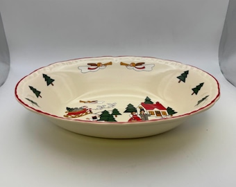 Mason's CHRISTMAS VILLAGE 9 3/4" Oval Vegetable Serving Bowl Made in England