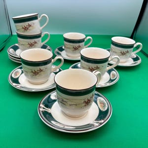 Set 7 Noritake Keltcraft Ireland PURSUIT Cup & Saucer Sets (Bonus Saucer)