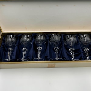 Set of 6 Incredible Rare Meissen Crystal Floral Bouquet Claret Wine Glasses a
