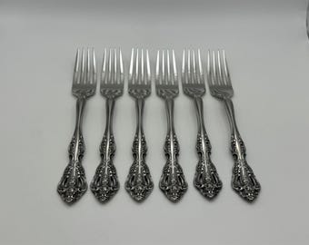 Set of 6 Oneida Stainless Steel MICHELANGELO Place Forks