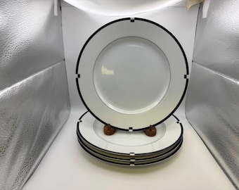 Set of 4 Mikasa Fine China MIDNIGHT Dinner Plates