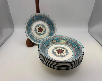 Set of 6 Wedgwood Bone China FLORENTINE TURQUOISE Fruit / Dessert Bowls