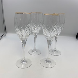 Set of 4 Mikasa Crystal PREVIEW GOLD Wine Glasses