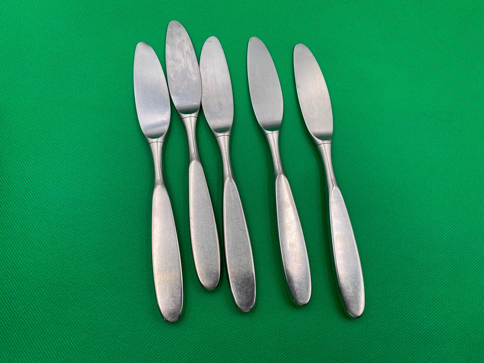 Lauffer Flatware - Etsy Vintage Towle Lauffer Design 3 Japan Stainless Dinner Knives Set 5 MCM 1970s main image 2