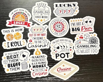 12 Count - Casino Bundle - 12 stickers - Sticker Pack - Vinyl Waterproof Stickers