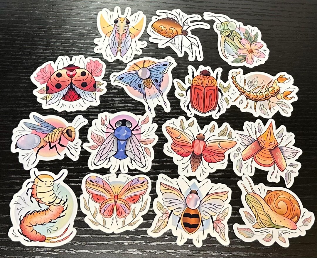 Insectoutline Stickers 15 Count - Glossy Insect Bundle - 15 Stickers - Sticker Pack - Vinyl ...