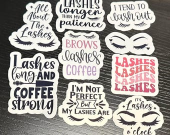 9 Lash Tech Stickers - Lashes Bundle - Lash Sticker Set - Vinyl Waterproof Stickers