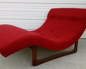 Iconic Wave Chaise Lounge Adrian Pearsall for Craft Associates Sculptural Curved Mid-century modern Vintage MCM Eames Era Walnut Base Chair