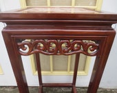 Tall Table Oriental Plant Stand Wood Hollywood Regency Asian Carved Palm Beach Chinese Chippendale Side Chinoiserie Square Rosewood style