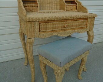 Pier 1 Imports Jamaica Wicker Desk Vanity Shabby Chic 2 Etsy