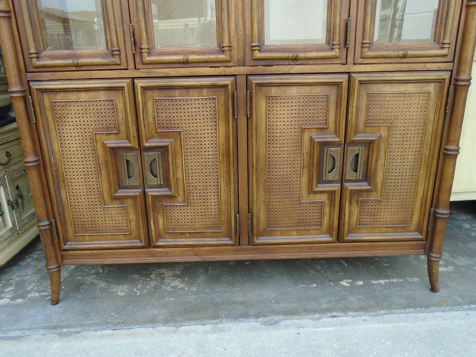 Stanley Faux Bamboo China Hutch Breakfront Hollywood Etsy