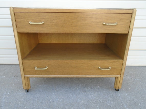 McGuire Cabinet Serving cart Rolling Side Table Nightstand Buffet Regency Rattan Danish Mid Mode Scan Design Mid-century Modern MCM