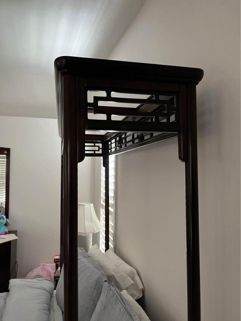 Asian Canopy Fretwork Queen Size Bed Hooded Opium Mandarin Etsy