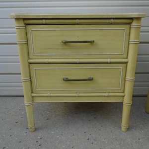 1 Nightstand Faux Bamboo Real Henry Link Hollywood Regency Bali Hai Beach BOHO Bed Side Table Cottage Coastal Bohemian Retro Yellow Genuine
