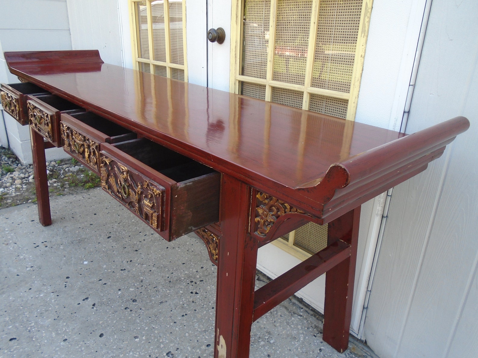 Tibetan Prayer Table Asian Altar Hallway Console Buffet Etsy