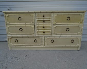 Fretwork Faux Bamboo Dresser Drexel Kensington Omega STY Greek Key Hollywood Regency Credenza Chinese Chippendale Beach Server Sideboard