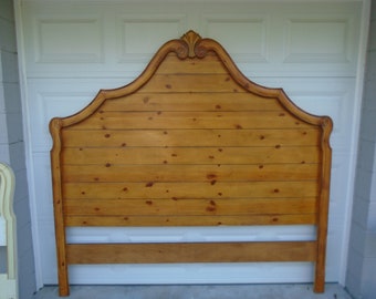 KING Size Headboard TALL French Country Cottage Shabby Chic Provincial Italian Heirloom Wood Carved Shell Hollywood Regency Victorian Farm