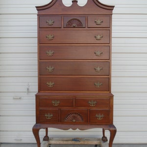 Chippendale Chest of 12 Drawers Highboy French Cabriole Carved Shell Curt Queen Anne Regency Tall Dresser Empire Victorian Country Georgian