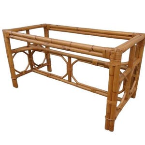 LG Fretwork Dining Table BASE Bamboo Rattan Rectangular Palm Beach West Indies British Colonial Chinoiserie Brighton Burnt Islands Keys