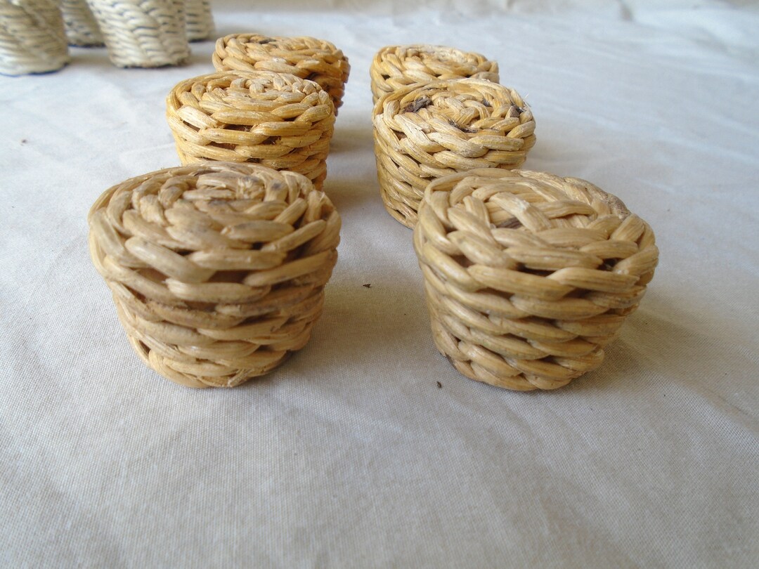 Wicker Set 6 Knob Knobs Replacement Hardware Pull Rattan Reed Drawers