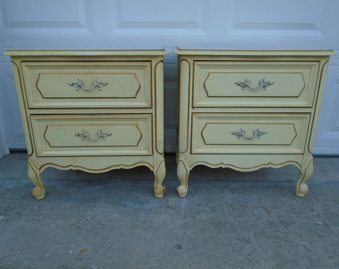TLC Pair Nightstands French Country Hollywood Regency Bed Table Italian