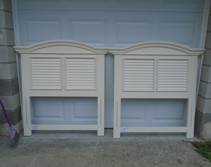 Pair Coastal Twin Size Headboards Nautical Louver Shutter 2 Etsy