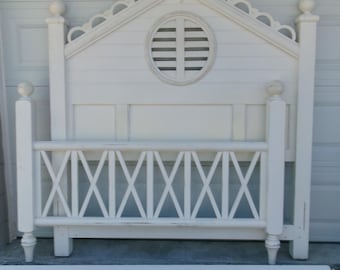 Tall Lexington Queen Size BED Seaside Retreat Coastal Doll House Cottage Shabby Chic Wood Regency Palm Beach Lake Islands West Indies Boho