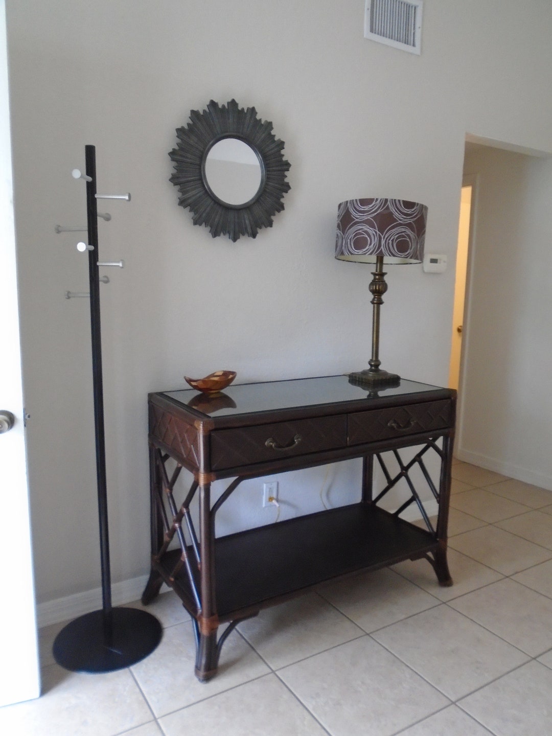 Chinoiserie Bamboo Entryway Table Fretwork Buffet Sideboard Bar Console ...