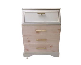 Faux Bamboo Drop down Desk Cabinet Regency Writing Drawers Slant Front Palm Beach Islands Key West Indies Lake House British Colonial TLC