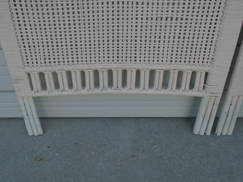 Pair Tall Wicker Twin size Headboards Hollywood Regency 2 Etsy