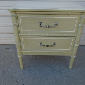 1 Nightstand Faux Bamboo Hollywood Regency Bali Hai Henry Link Real Beach BOHO Bed Side Table Cottage Coastal Bohemian Retro Green Sage
