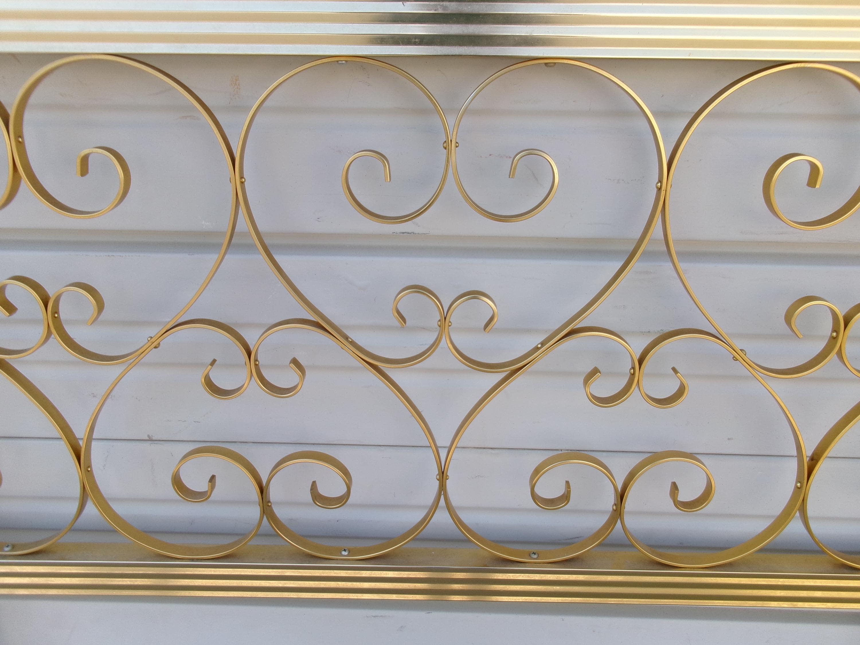 Gold Set 2 twin Size Headboards Art Deco Nouveau Curly French Country Louis XVII Victorian Metal Baroque Rococo Georgian Boho Pair or king