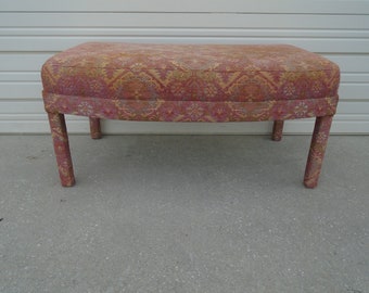 Long Curved Bench Bed End Palm Beach Cottage French Bergere style Dining Hollywood Regency Seat Palm Beach