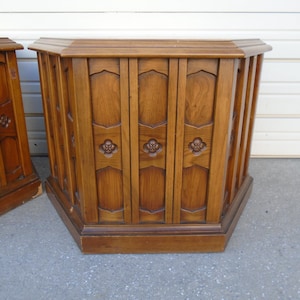 Pair Drexel Esperanto side Tables End set of 2 Spanish Revival Hollywood Regency Nightstands Hexagon Hexagonal Mediterranean MCM Storage