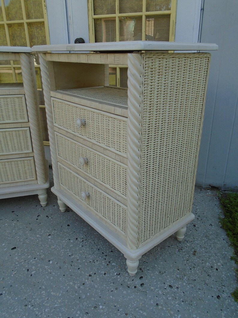 Tall Pair Wicker Bachelor chests 3 drawers 2 Dressers Etsy