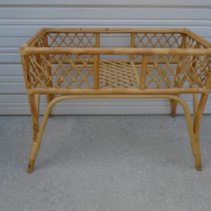 Dining Table BASE Bamboo Rectangular Trelllis Fretwork Rattan Tropical Chippendale Coastal Beach Dinette Game Wicker Lattice West Indies