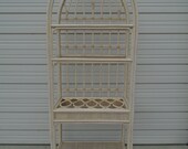Bamboo Floor Bookcase Shelves Cathedral Bent Trellis Rattan Hollywood Regency Shelf Shelving Unit Etagere Palm Beach Pantry Bar Baker s rack