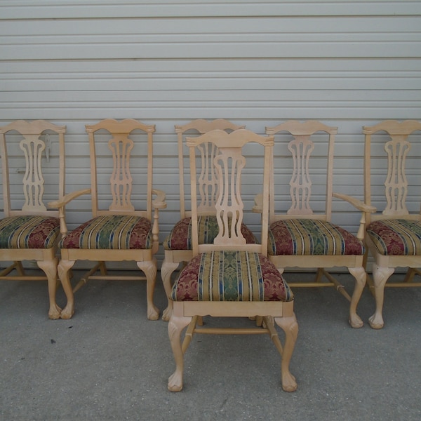 Set 6 dining Chairs French Chippendale Country Italian Provincial Hollywood Regency SIX Queen Anne Cabriole Klaussner Ball Claw Lion feet