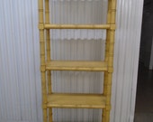 Faux Bamboo Floor Shelves Bookshelf Hollywood Regency Bookcase Shelf Shelving Unit Etagere Palm Beach Boho Bohemian Beach Cottage Coastal