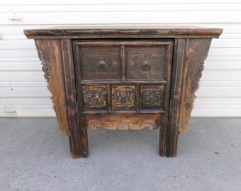 Asian Desk with Hidden chair Tibetan Chinese Cabinet Far east Prayer Table Oriental Altar Mongolian STY British Colonial Chinoiserie Regency