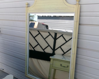 Faux Bamboo Mirror Henry Link Bali Hai 27 x 41 Yellow Hollywood Regency Palm Beach Cottage Coastal Shabby Chic Boho Glam Art Deco Lenoir