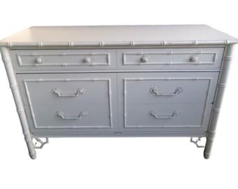 Fretwork Faux Bamboo dresser 3 drawers Chinoiserie Thomasville Allegro Cabinet Regency Palm Beach Chinese Chippendale Baby Changing Table