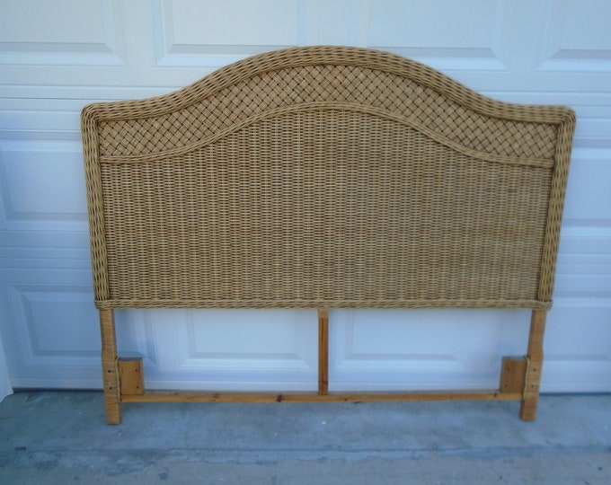 Wicker Queen Size Headboard Rattan Modern Hollywood Regency Bamboo