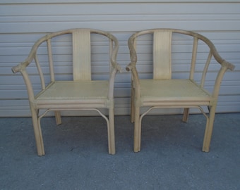 Mid Century Modern James Mont Chinoiserie Style Horseshoe Chairs