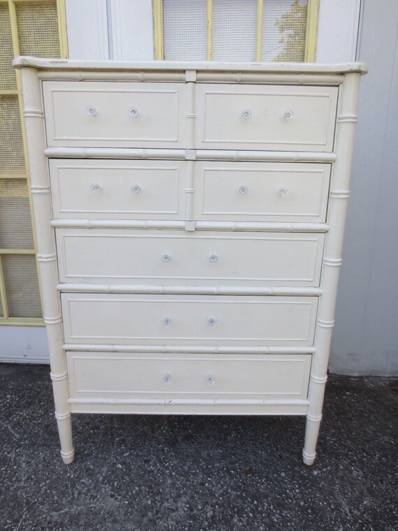Faux Bamboo Highboy Chest Of Drawers Hollywood Regency Henry Etsy